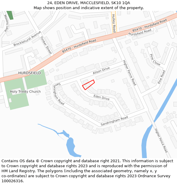 24, EDEN DRIVE, MACCLESFIELD, SK10 1QA: Location map and indicative extent of plot