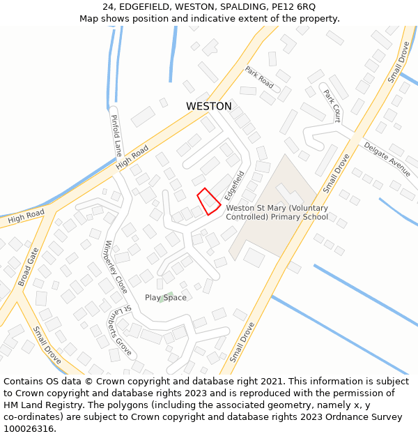 24, EDGEFIELD, WESTON, SPALDING, PE12 6RQ: Location map and indicative extent of plot