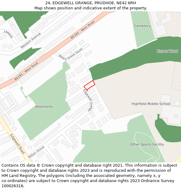 24, EDGEWELL GRANGE, PRUDHOE, NE42 6RH: Location map and indicative extent of plot