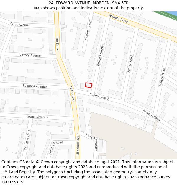 24, EDWARD AVENUE, MORDEN, SM4 6EP: Location map and indicative extent of plot