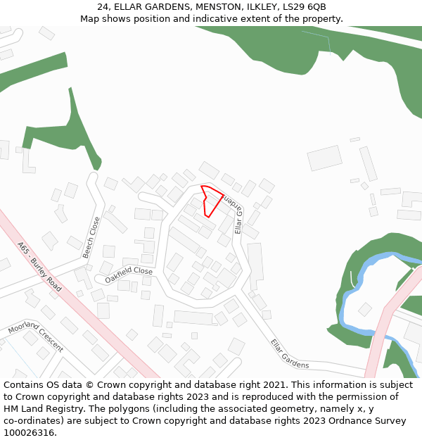 24, ELLAR GARDENS, MENSTON, ILKLEY, LS29 6QB: Location map and indicative extent of plot