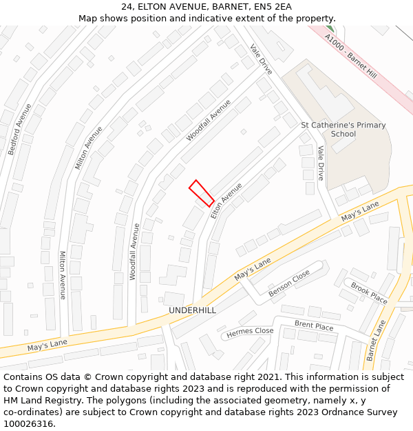 24, ELTON AVENUE, BARNET, EN5 2EA: Location map and indicative extent of plot