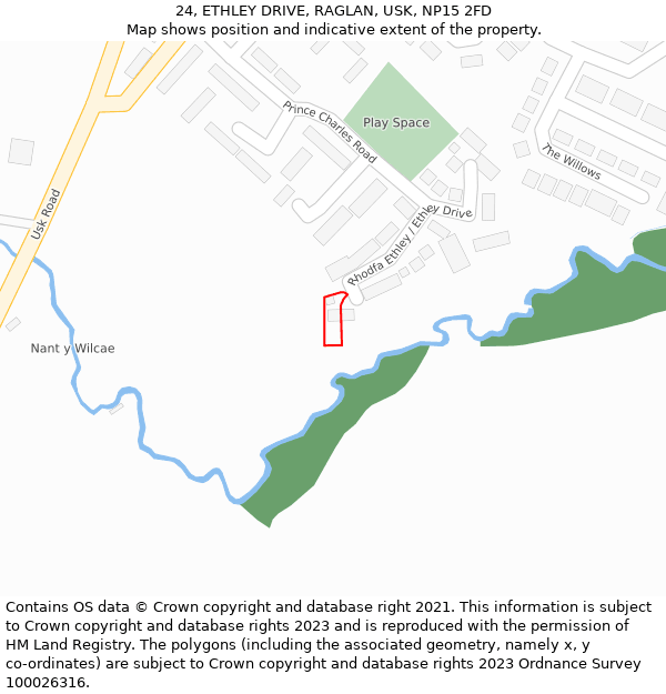 24, ETHLEY DRIVE, RAGLAN, USK, NP15 2FD: Location map and indicative extent of plot