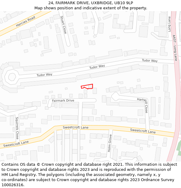 24, FAIRMARK DRIVE, UXBRIDGE, UB10 9LP: Location map and indicative extent of plot