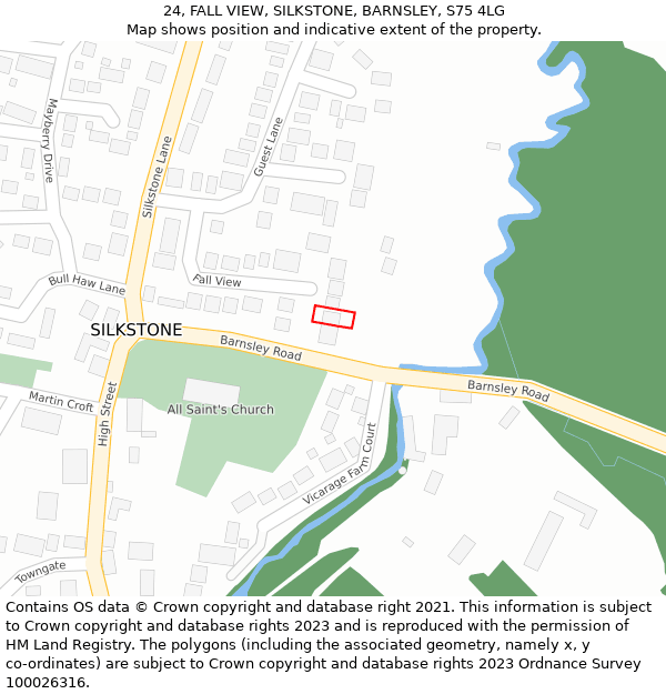 24, FALL VIEW, SILKSTONE, BARNSLEY, S75 4LG: Location map and indicative extent of plot