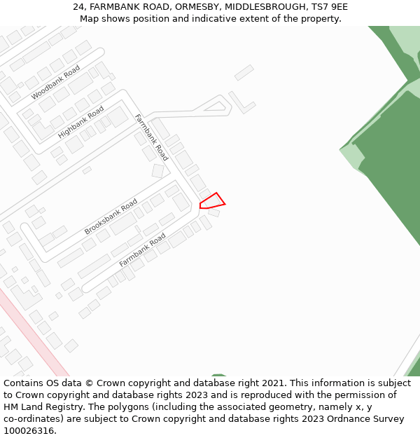 24, FARMBANK ROAD, ORMESBY, MIDDLESBROUGH, TS7 9EE: Location map and indicative extent of plot