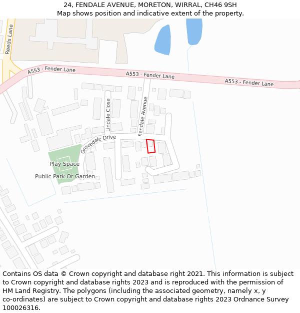 24, FENDALE AVENUE, MORETON, WIRRAL, CH46 9SH: Location map and indicative extent of plot