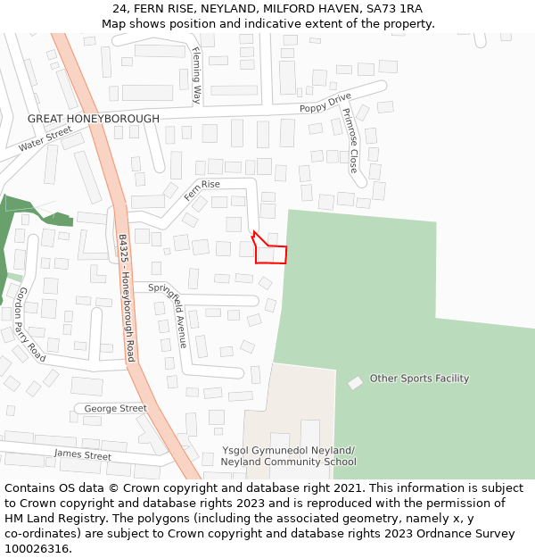 24, FERN RISE, NEYLAND, MILFORD HAVEN, SA73 1RA: Location map and indicative extent of plot