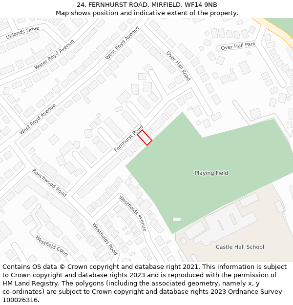 24, FERNHURST ROAD, MIRFIELD, WF14 9NB: Location map and indicative extent of plot