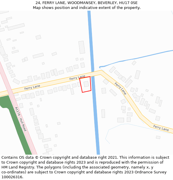 24, FERRY LANE, WOODMANSEY, BEVERLEY, HU17 0SE: Location map and indicative extent of plot