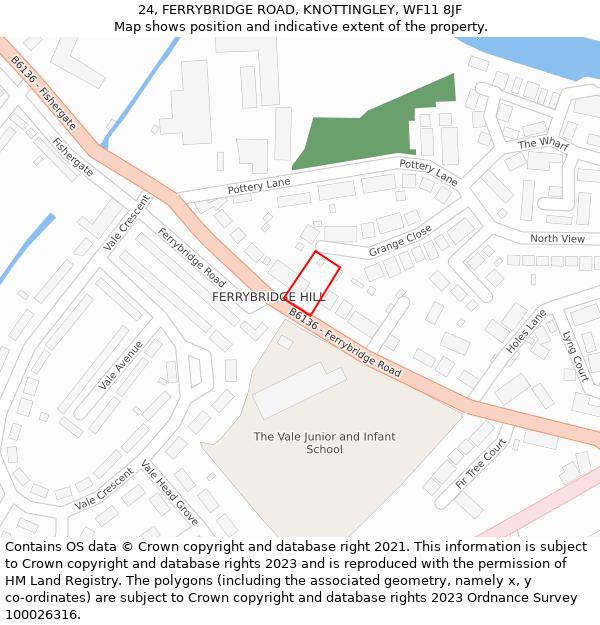 24, FERRYBRIDGE ROAD, KNOTTINGLEY, WF11 8JF: Location map and indicative extent of plot