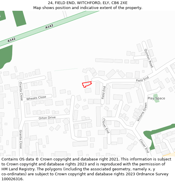 24, FIELD END, WITCHFORD, ELY, CB6 2XE: Location map and indicative extent of plot