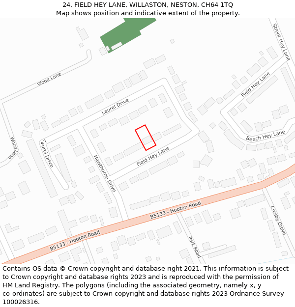 24, FIELD HEY LANE, WILLASTON, NESTON, CH64 1TQ: Location map and indicative extent of plot