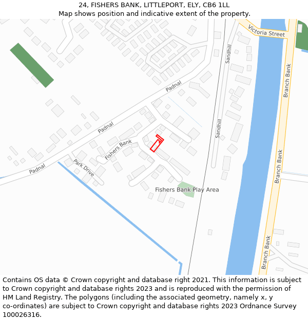 24, FISHERS BANK, LITTLEPORT, ELY, CB6 1LL: Location map and indicative extent of plot