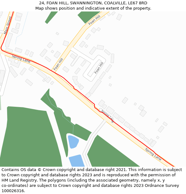 24, FOAN HILL, SWANNINGTON, COALVILLE, LE67 8RD: Location map and indicative extent of plot