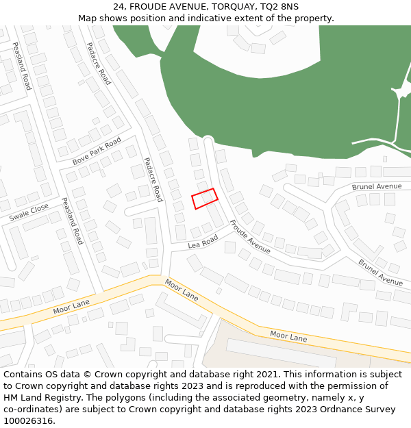 24, FROUDE AVENUE, TORQUAY, TQ2 8NS: Location map and indicative extent of plot