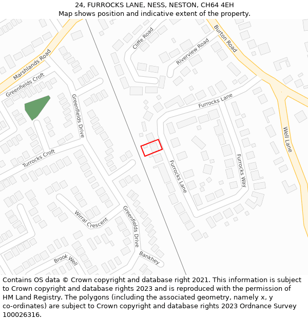 24, FURROCKS LANE, NESS, NESTON, CH64 4EH: Location map and indicative extent of plot