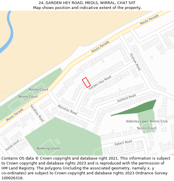 24, GARDEN HEY ROAD, MEOLS, WIRRAL, CH47 5AT: Location map and indicative extent of plot