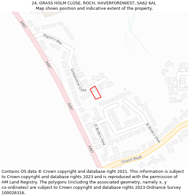 24, GRASS HOLM CLOSE, ROCH, HAVERFORDWEST, SA62 6AL: Location map and indicative extent of plot