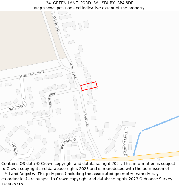 24, GREEN LANE, FORD, SALISBURY, SP4 6DE: Location map and indicative extent of plot