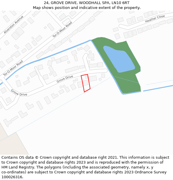 24, GROVE DRIVE, WOODHALL SPA, LN10 6RT: Location map and indicative extent of plot