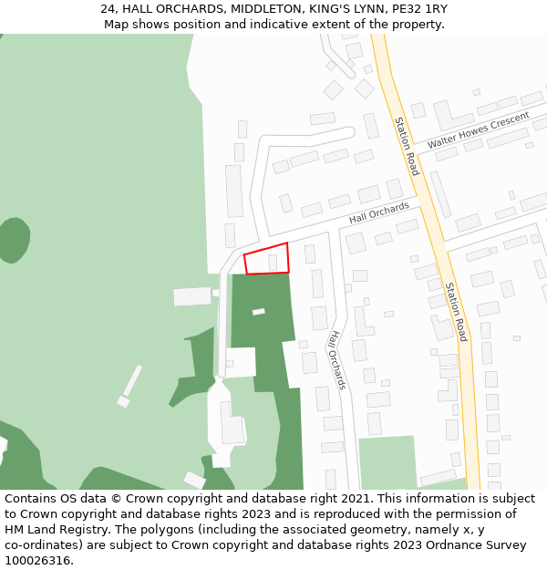 24, HALL ORCHARDS, MIDDLETON, KING'S LYNN, PE32 1RY: Location map and indicative extent of plot