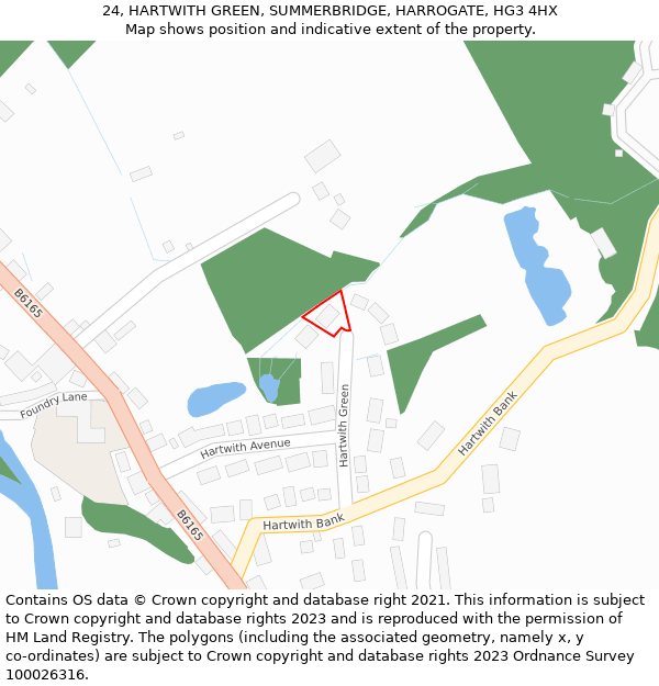 24, HARTWITH GREEN, SUMMERBRIDGE, HARROGATE, HG3 4HX: Location map and indicative extent of plot