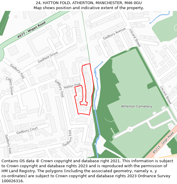 24, HATTON FOLD, ATHERTON, MANCHESTER, M46 0GU: Location map and indicative extent of plot