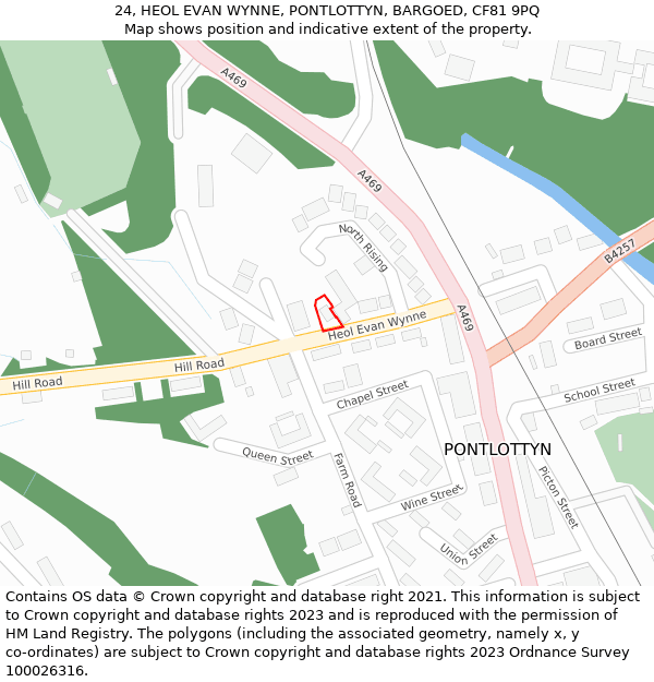 24, HEOL EVAN WYNNE, PONTLOTTYN, BARGOED, CF81 9PQ: Location map and indicative extent of plot