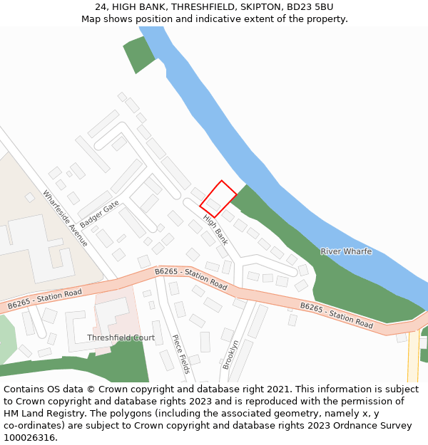 24, HIGH BANK, THRESHFIELD, SKIPTON, BD23 5BU: Location map and indicative extent of plot