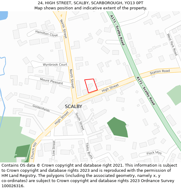24, HIGH STREET, SCALBY, SCARBOROUGH, YO13 0PT: Location map and indicative extent of plot