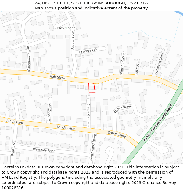 24, HIGH STREET, SCOTTER, GAINSBOROUGH, DN21 3TW: Location map and indicative extent of plot