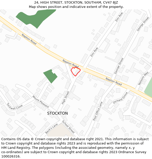 24, HIGH STREET, STOCKTON, SOUTHAM, CV47 8JZ: Location map and indicative extent of plot