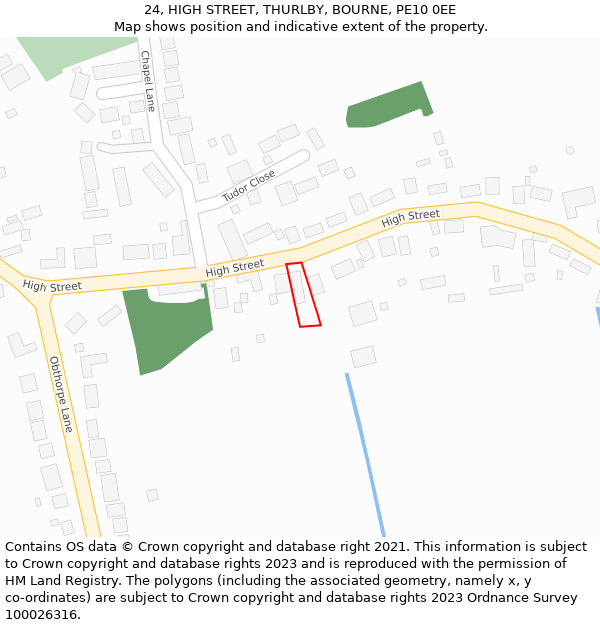 24, HIGH STREET, THURLBY, BOURNE, PE10 0EE: Location map and indicative extent of plot