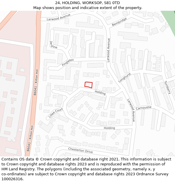 24, HOLDING, WORKSOP, S81 0TD: Location map and indicative extent of plot