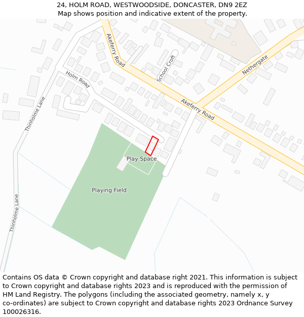 24, HOLM ROAD, WESTWOODSIDE, DONCASTER, DN9 2EZ: Location map and indicative extent of plot