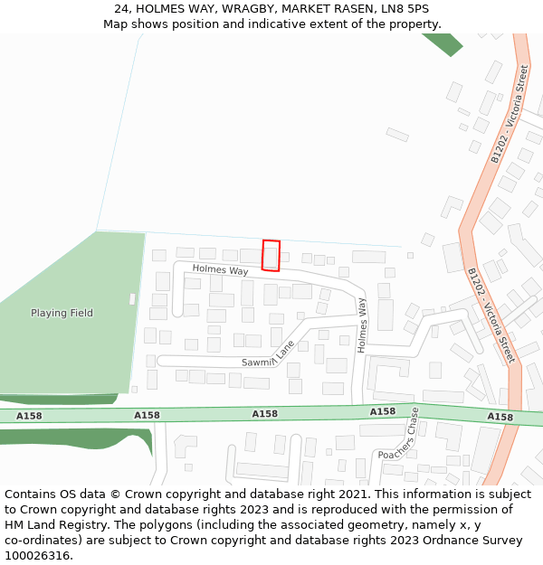 24, HOLMES WAY, WRAGBY, MARKET RASEN, LN8 5PS: Location map and indicative extent of plot