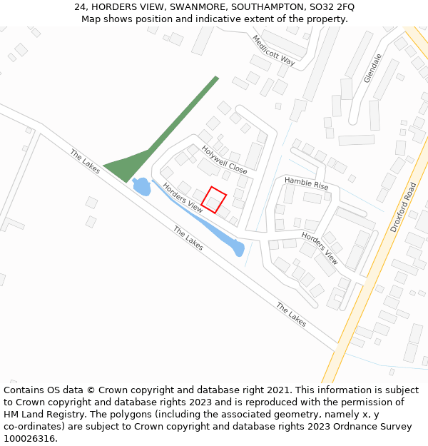 24, HORDERS VIEW, SWANMORE, SOUTHAMPTON, SO32 2FQ: Location map and indicative extent of plot