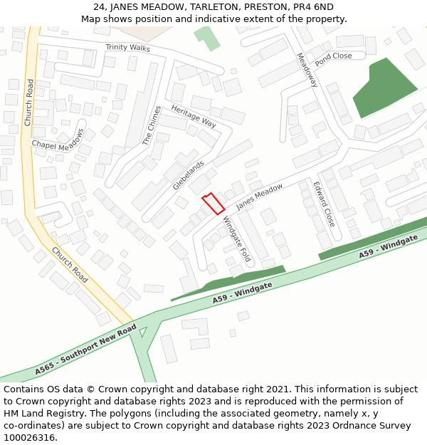 24, JANES MEADOW, TARLETON, PRESTON, PR4 6ND: Location map and indicative extent of plot