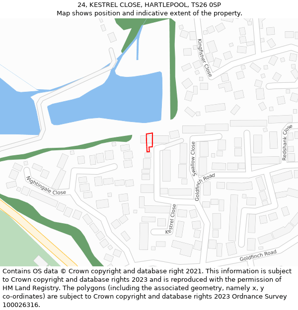 24, KESTREL CLOSE, HARTLEPOOL, TS26 0SP: Location map and indicative extent of plot