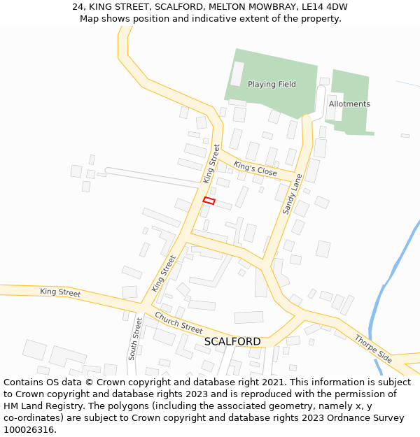 24, KING STREET, SCALFORD, MELTON MOWBRAY, LE14 4DW: Location map and indicative extent of plot