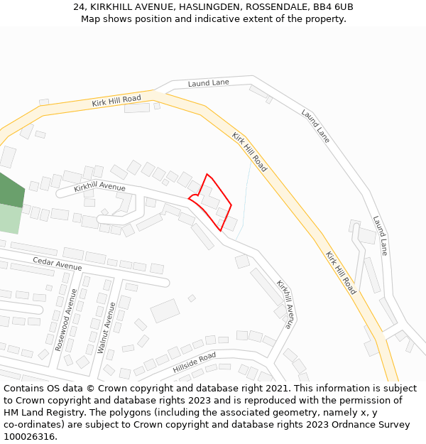 24, KIRKHILL AVENUE, HASLINGDEN, ROSSENDALE, BB4 6UB: Location map and indicative extent of plot