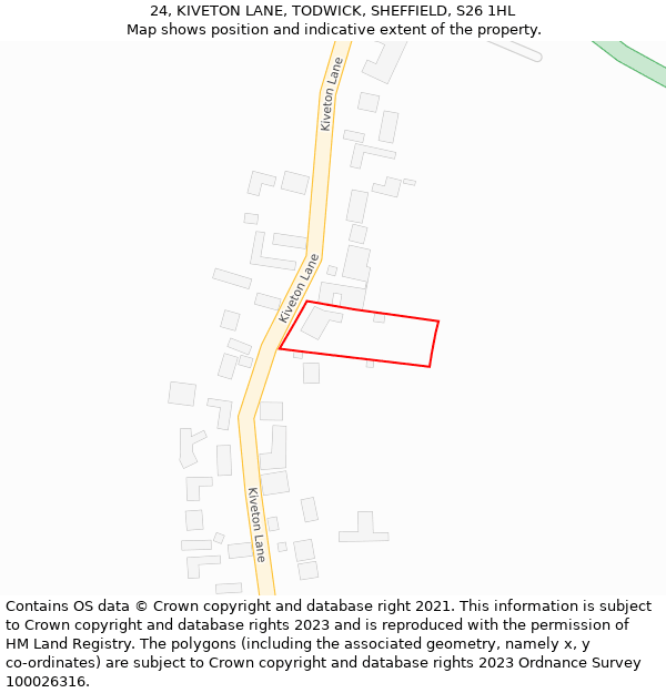 24, KIVETON LANE, TODWICK, SHEFFIELD, S26 1HL: Location map and indicative extent of plot