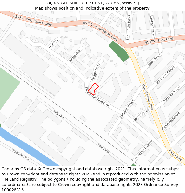 24, KNIGHTSHILL CRESCENT, WIGAN, WN6 7EJ: Location map and indicative extent of plot