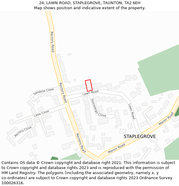 24, LAWN ROAD, STAPLEGROVE, TAUNTON, TA2 6EH: Location map and indicative extent of plot