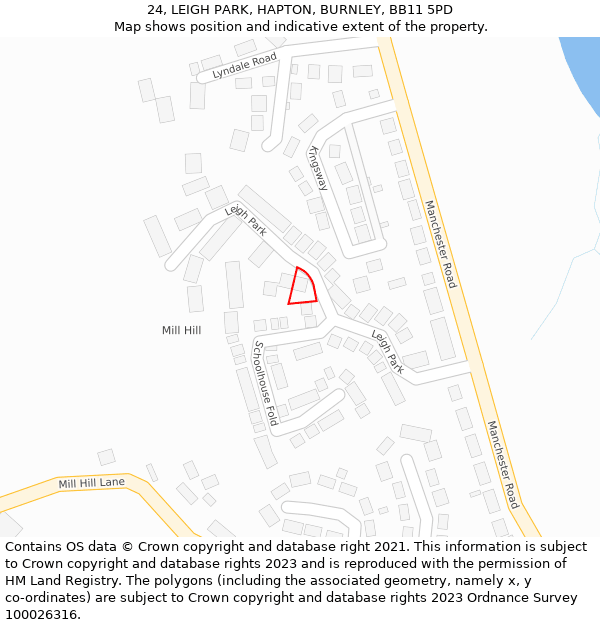 24, LEIGH PARK, HAPTON, BURNLEY, BB11 5PD: Location map and indicative extent of plot