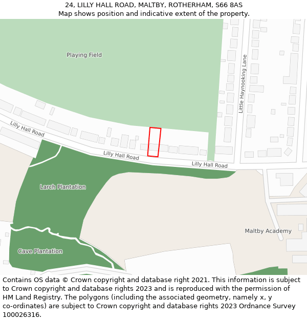 24, LILLY HALL ROAD, MALTBY, ROTHERHAM, S66 8AS: Location map and indicative extent of plot