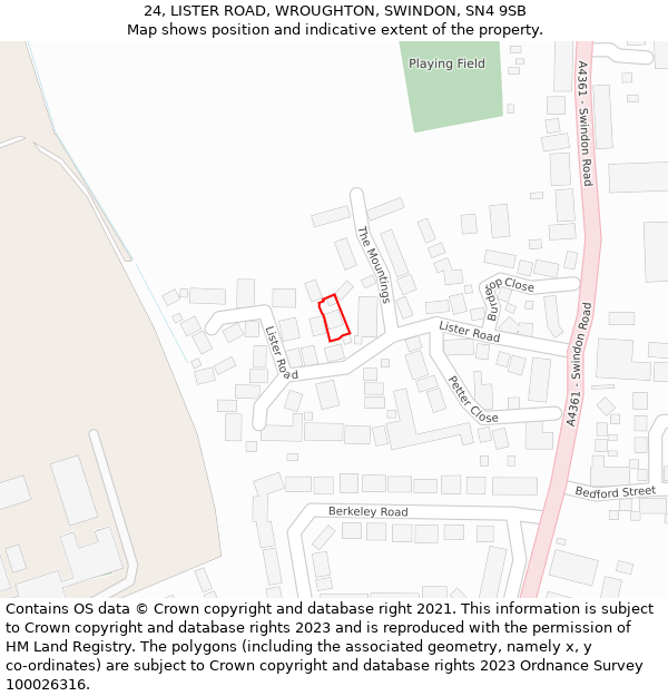24, LISTER ROAD, WROUGHTON, SWINDON, SN4 9SB: Location map and indicative extent of plot