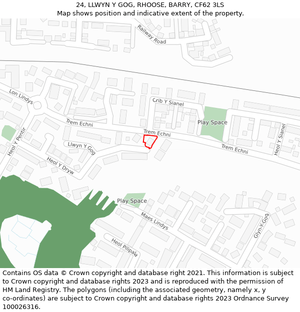 24, LLWYN Y GOG, RHOOSE, BARRY, CF62 3LS: Location map and indicative extent of plot