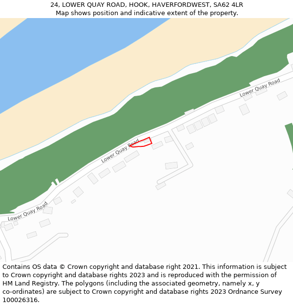 24, LOWER QUAY ROAD, HOOK, HAVERFORDWEST, SA62 4LR: Location map and indicative extent of plot